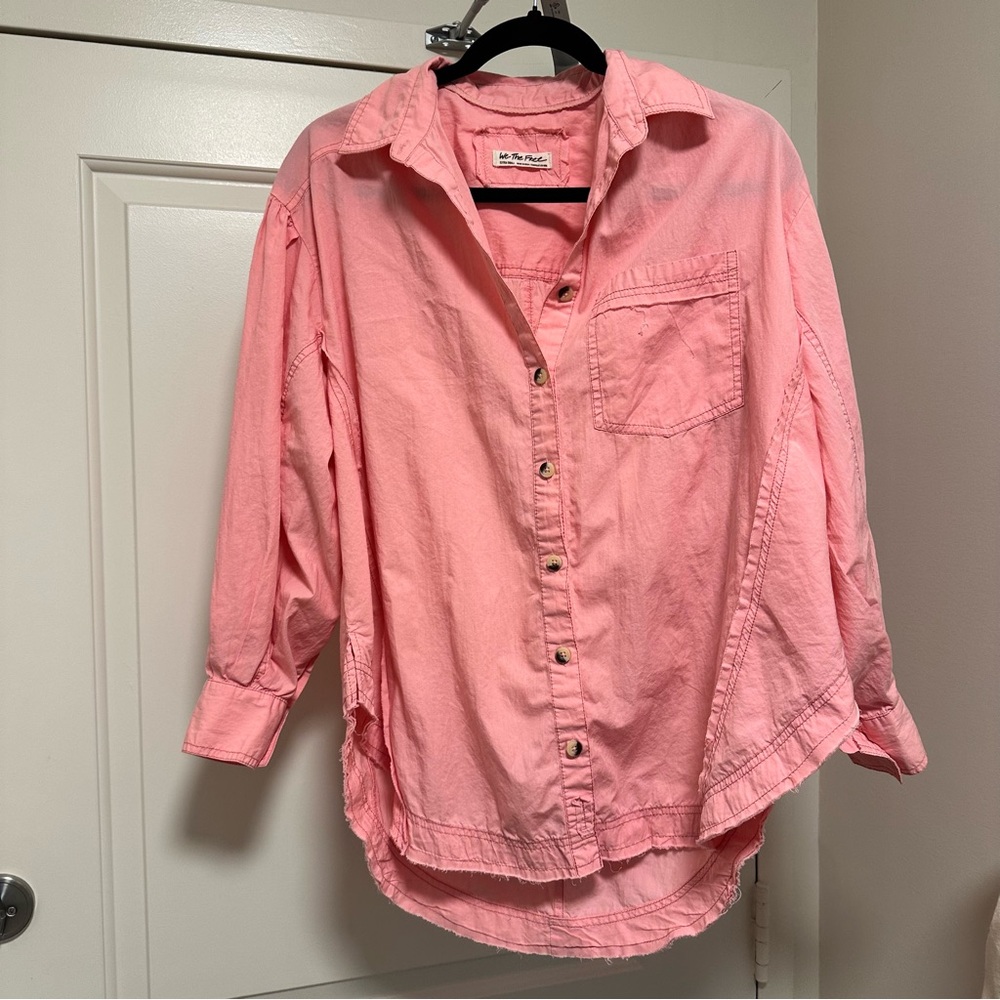 We The Free Neon Pink Button Down Shirt - Picture 1 of 3